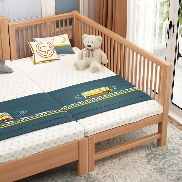 Contemporary Washed Natural Nursery Crib Solid Wood with Guardrail