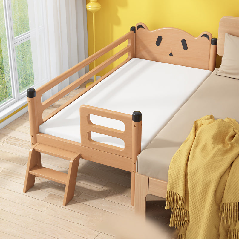 Glam Style Solid Wood Nursery Bed in Nature with Safety Guardrail