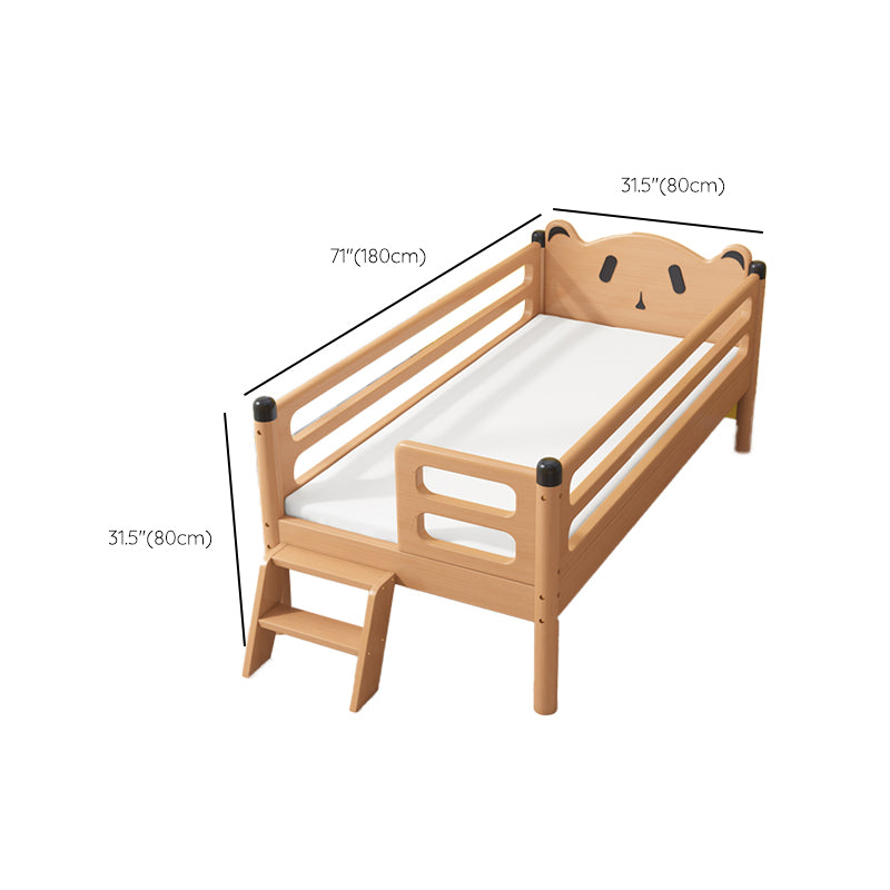 Glam Style Solid Wood Nursery Bed in Nature with Safety Guardrail