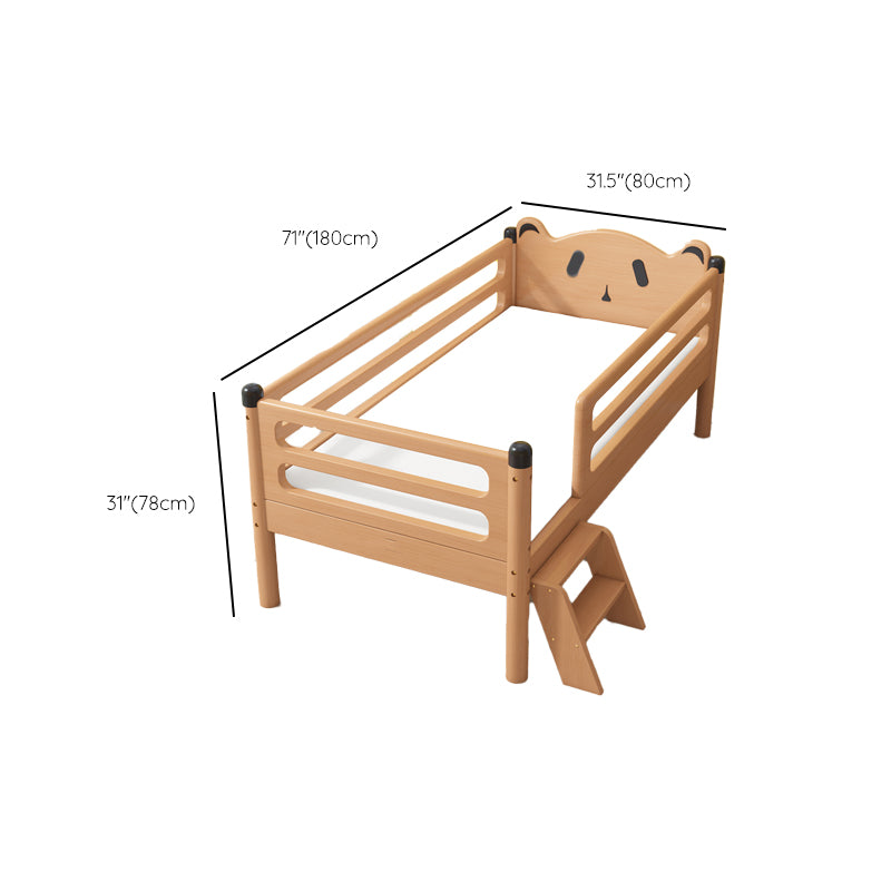 Glam Style Solid Wood Nursery Bed in Nature with Safety Guardrail