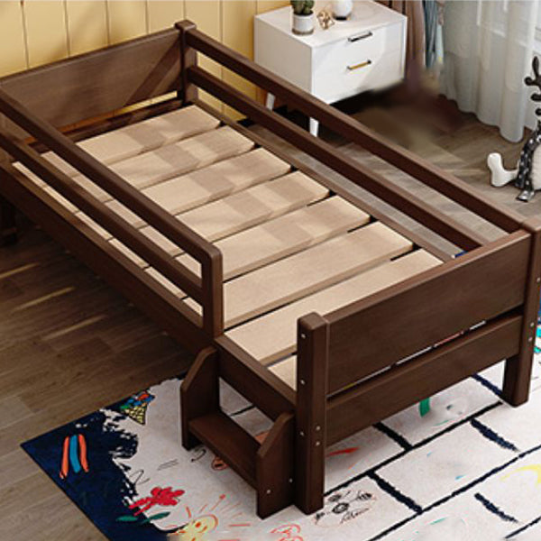 Traditional Washed Natural Baby Crib Solid Wood with Guardrail