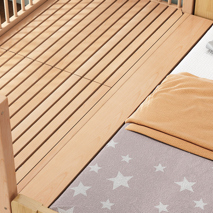 Traditional Style Solid Wood Nursery Crib with Mattress and Guardrail