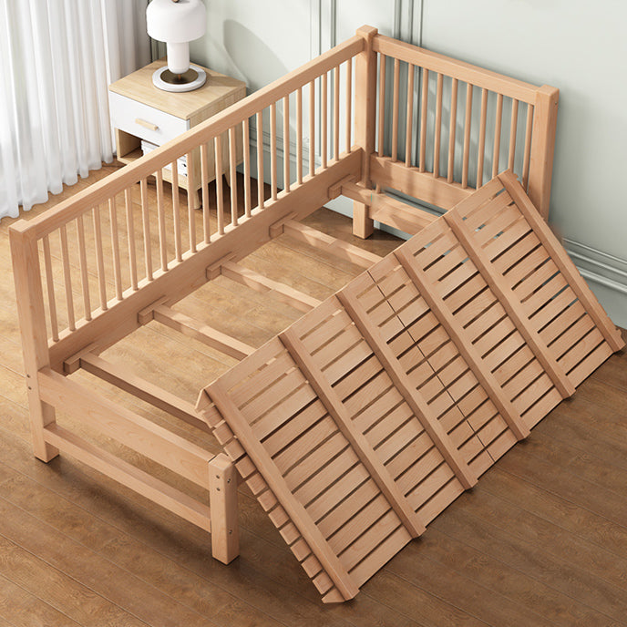 Traditional Style Solid Wood Nursery Crib with Mattress and Guardrail