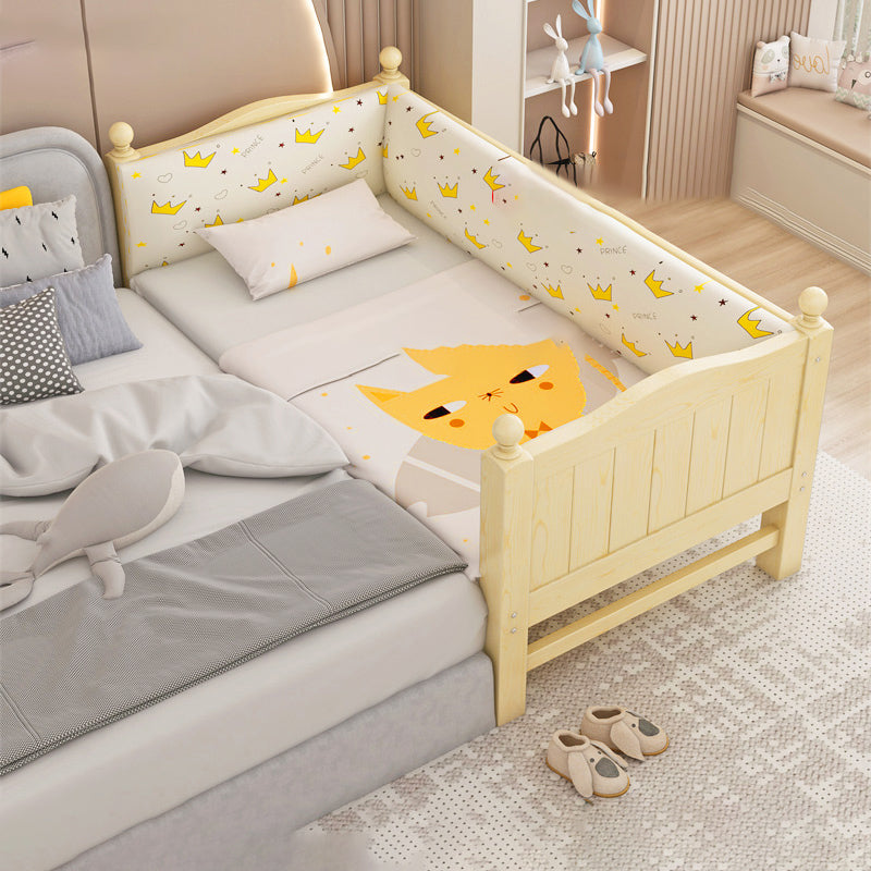 Solid Wood Washed Natural Nursery Bed Contemporary with Guardrail