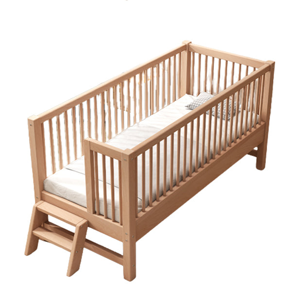 Solid Wood Baby Crib Traditional Beech Nursery Crib with Guardrails