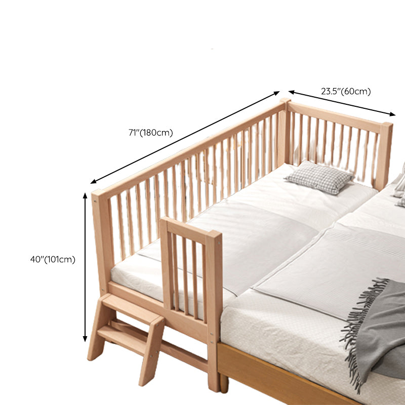 Solid Wood Baby Crib Traditional Beech Nursery Crib with Guardrails