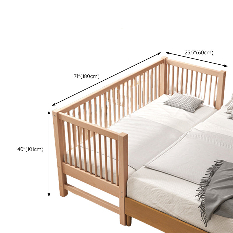 Solid Wood Baby Crib Traditional Beech Nursery Crib with Guardrails