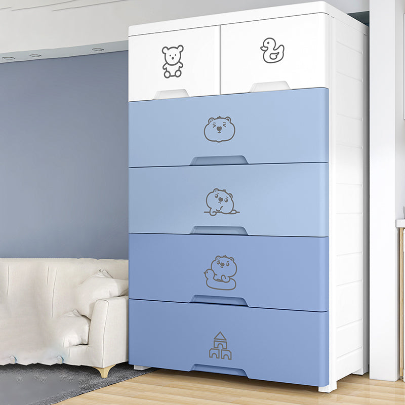 Chest Modern Nursery Dresser Plastic Kids Nightstand with 3/4/5/6/7 Drawers