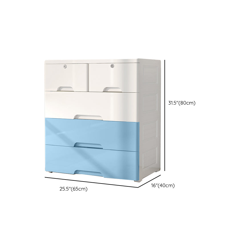 Chest Modern Nursery Dresser Plastic Kids Nightstand with 3/4/5/6/7 Drawers