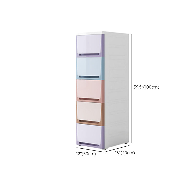 5 Drawers Vertical Kids Nightstand Nordic Plastic Nursery Dresser for Bedroom