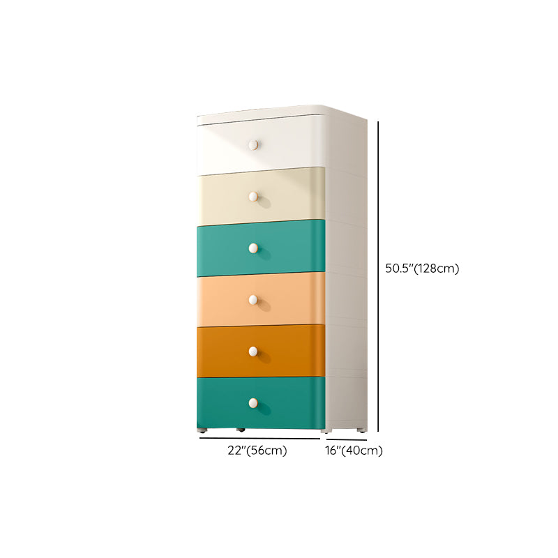 Nordic Vertical Kids Nightstand Plastic Nursery Dresser with 3/4/5/6/7 Drawers for Bedroom