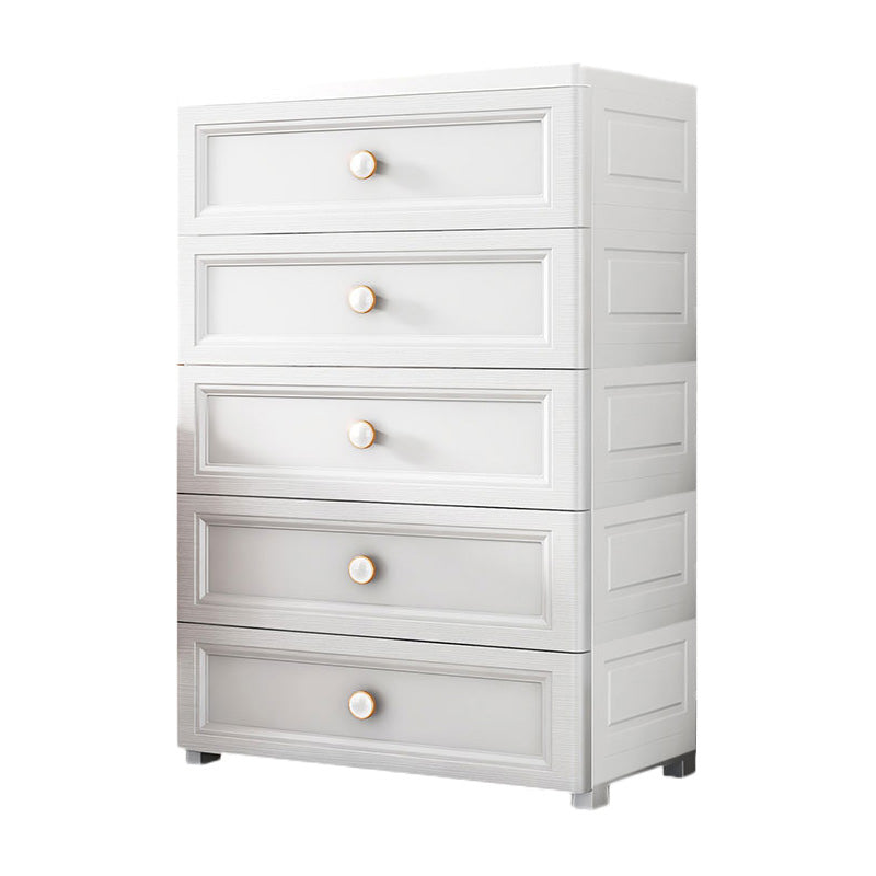 Contemporary Vertical Plastic Nursery Dresser in Gray/White for Bedroom