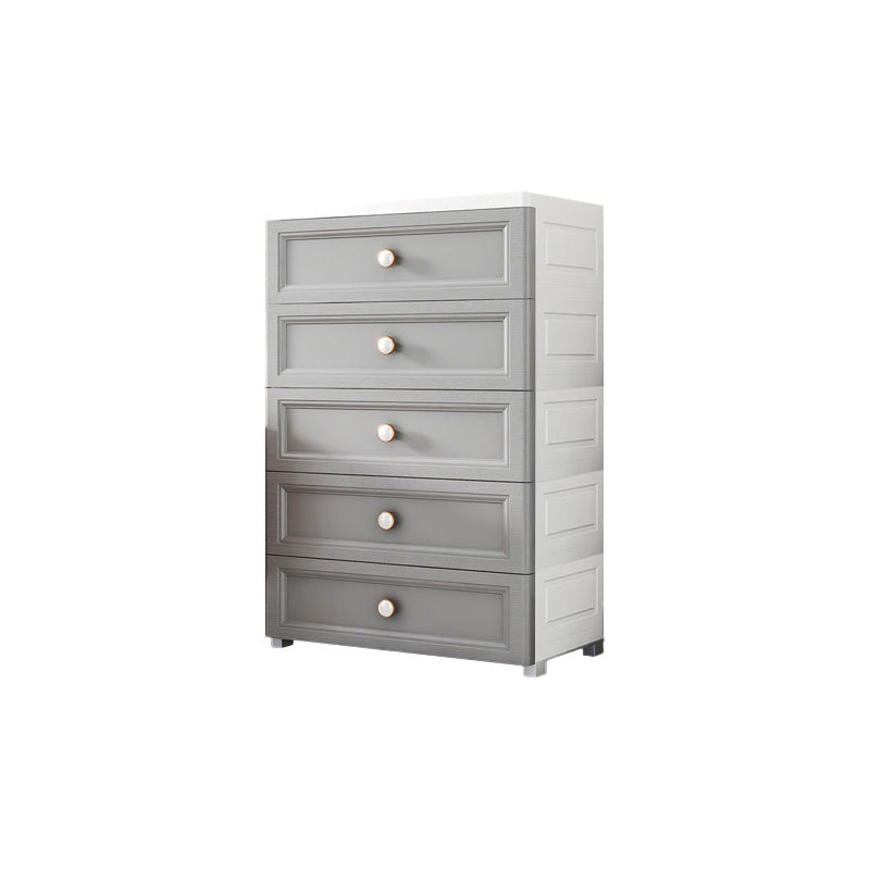 Contemporary Vertical Plastic Nursery Dresser in Gray/White for Bedroom