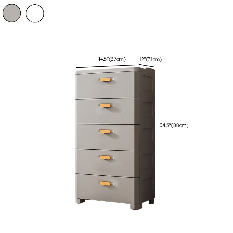 Contemporary Vertical Plastic Nursery Dresser in Gray/White for Bedroom