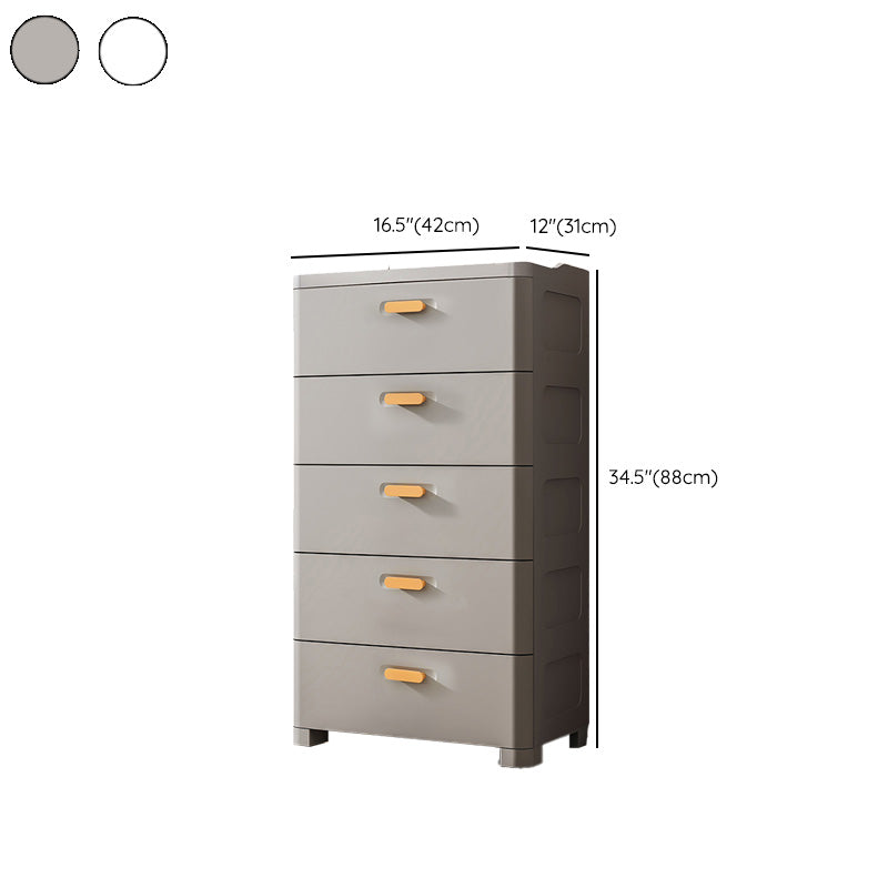 Contemporary Vertical Plastic Nursery Dresser in Gray/White for Bedroom