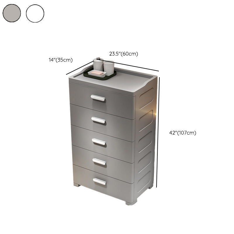 Contemporary Vertical Plastic Nursery Dresser in Gray/White for Bedroom