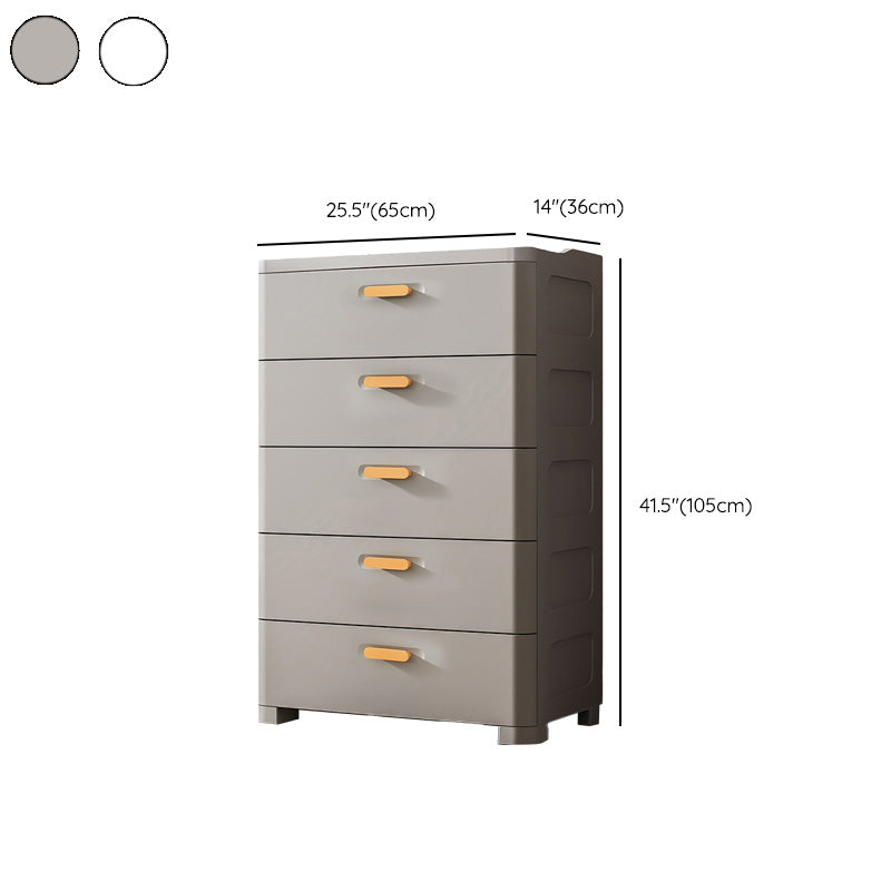 Contemporary Vertical Plastic Nursery Dresser in Gray/White for Bedroom