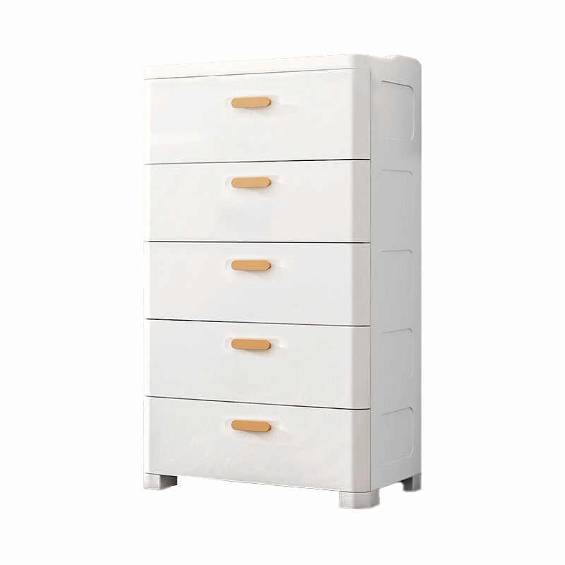 Modern Plastic Vertical Kids Nightstand with 5 Drawers for Home