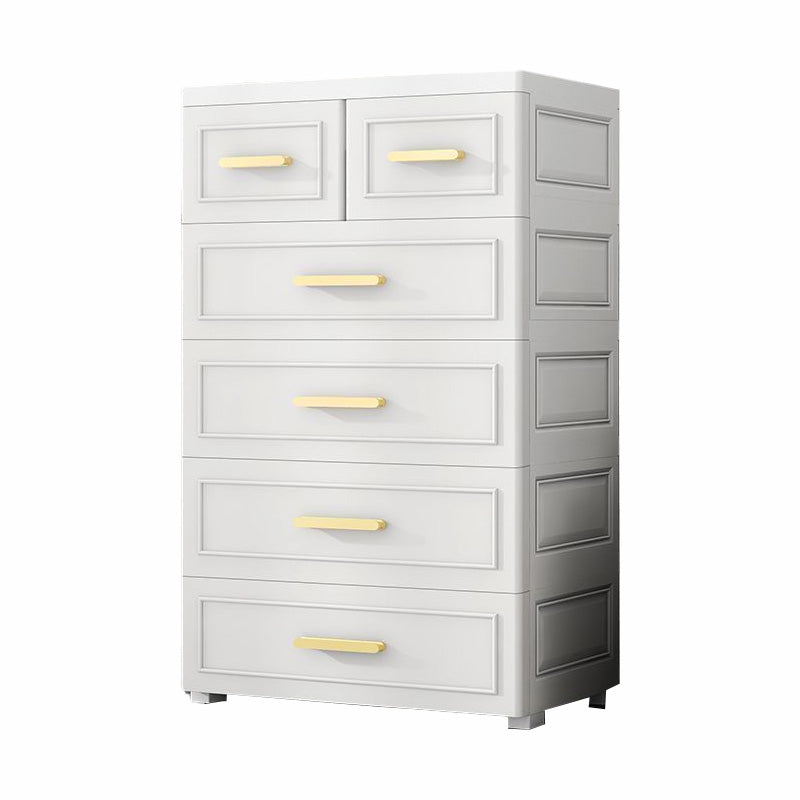 Modern Plastic Vertical Kids Nightstand with 5 Drawers for Home