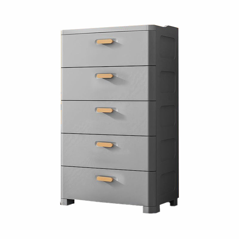 Modern Plastic Vertical Kids Nightstand with 5 Drawers for Home