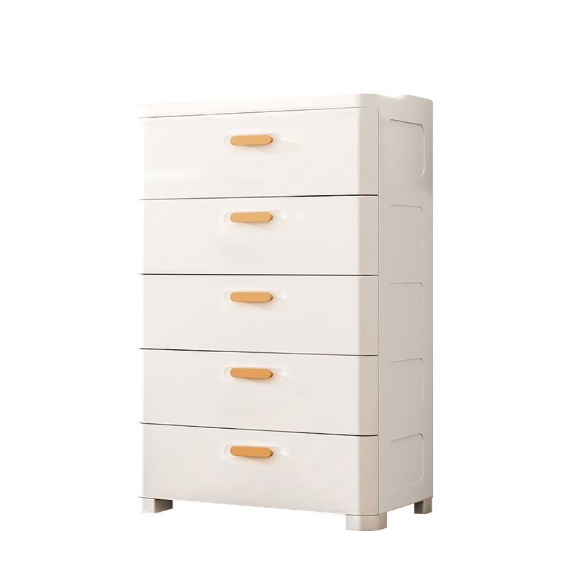 Modern Plastic Vertical Kids Nightstand with 5 Drawers for Home