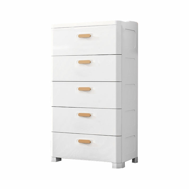 Modern Plastic Vertical Kids Nightstand with 5 Drawers for Home