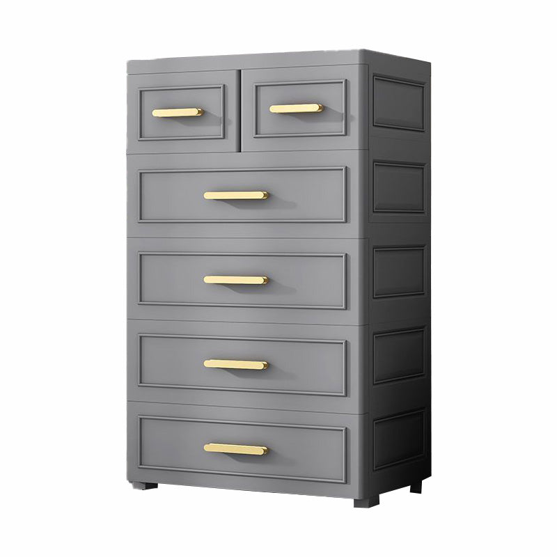 Modern Plastic Vertical Kids Nightstand with 5 Drawers for Home