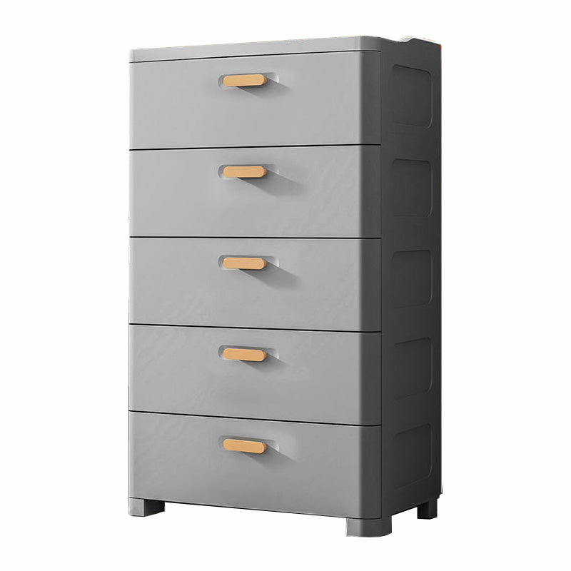 Modern Plastic Vertical Kids Nightstand with 5 Drawers for Home