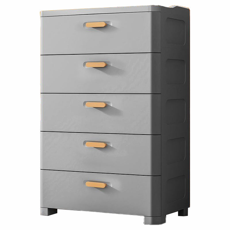 Modern Plastic Vertical Kids Nightstand with 5 Drawers for Home