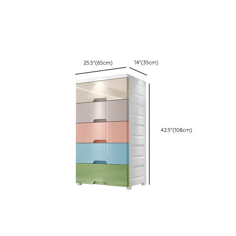 Scandinavian Plastic Vertical Kids Dresser Set with Drawers for Bedroom