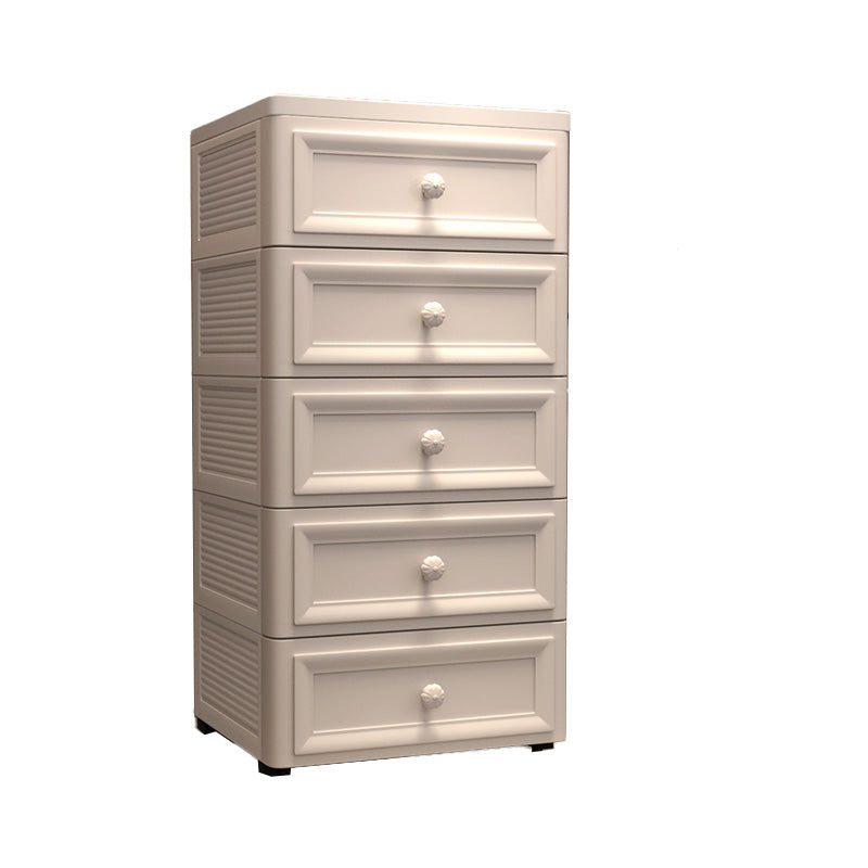 Modern Plastic Vertical Kids Nightstand with 5 Drawers for Bedroom