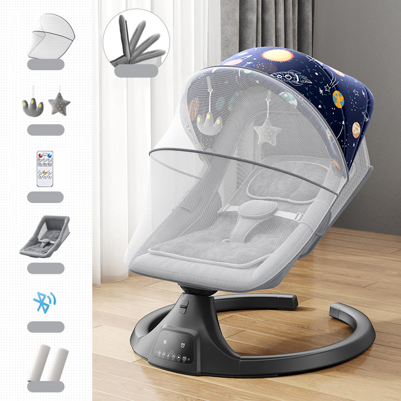 Modern Metal Rocking Height Adjustable Oval Bassinet with Remote Control