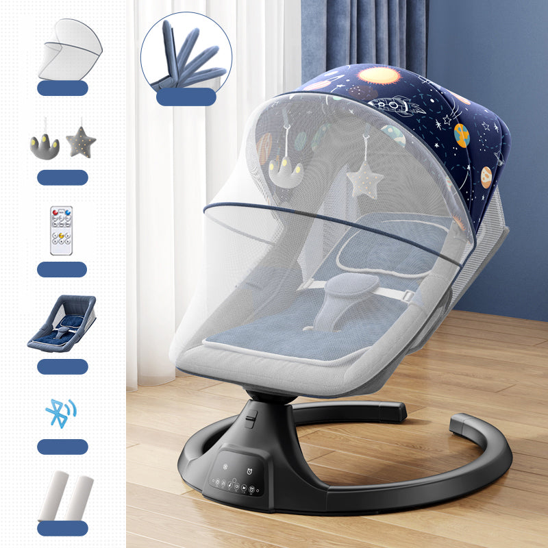 Modern Metal Rocking Height Adjustable Oval Bassinet with Remote Control