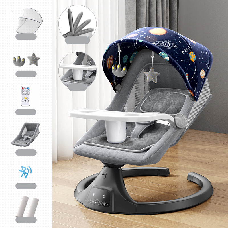 Modern Metal Rocking Height Adjustable Oval Bassinet with Remote Control