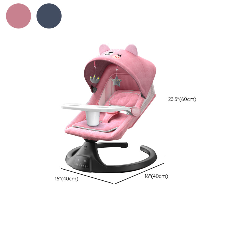 Modern Metal Rocking Oval Electric Crib Cradle with Canopy Pillow