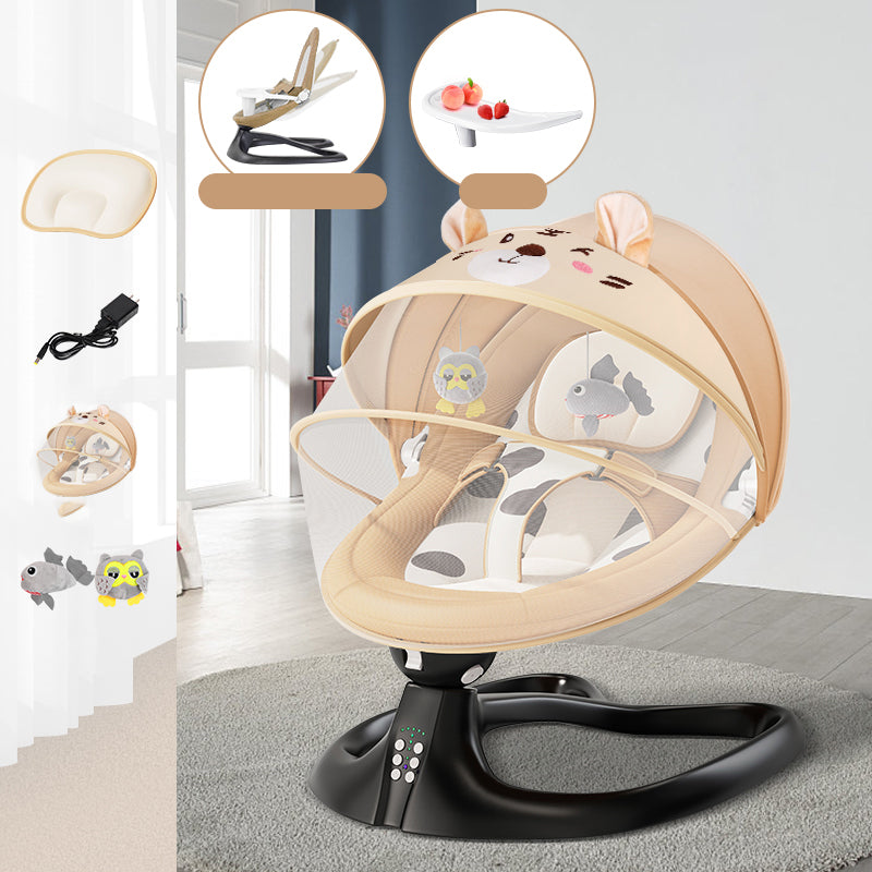 Modern Metal Rocking Bassinet Electric Oval Height Adjustable with Pillow