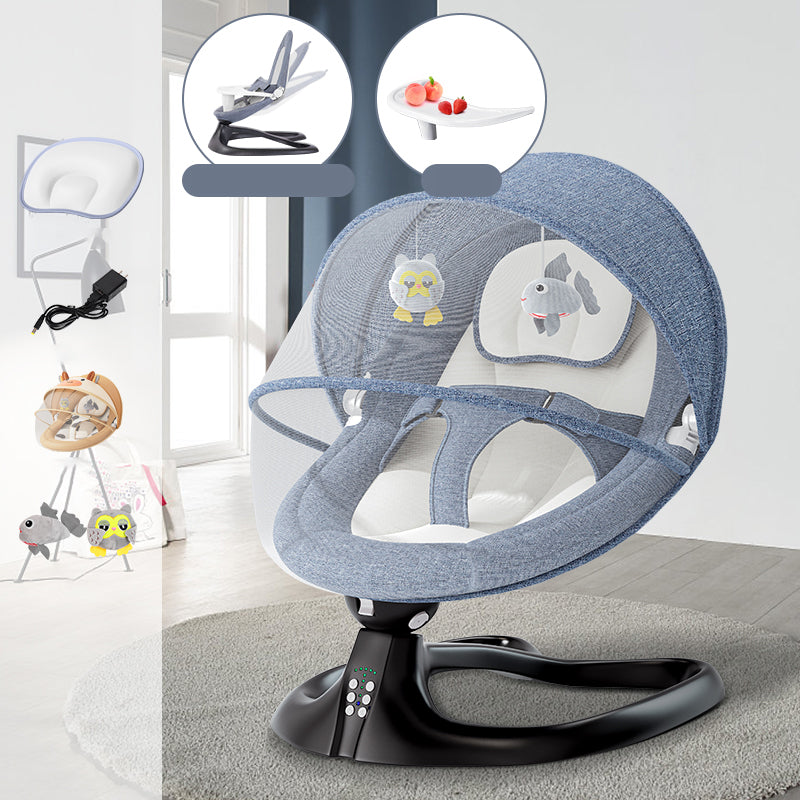 Modern Metal Rocking Bassinet Electric Oval Height Adjustable with Pillow