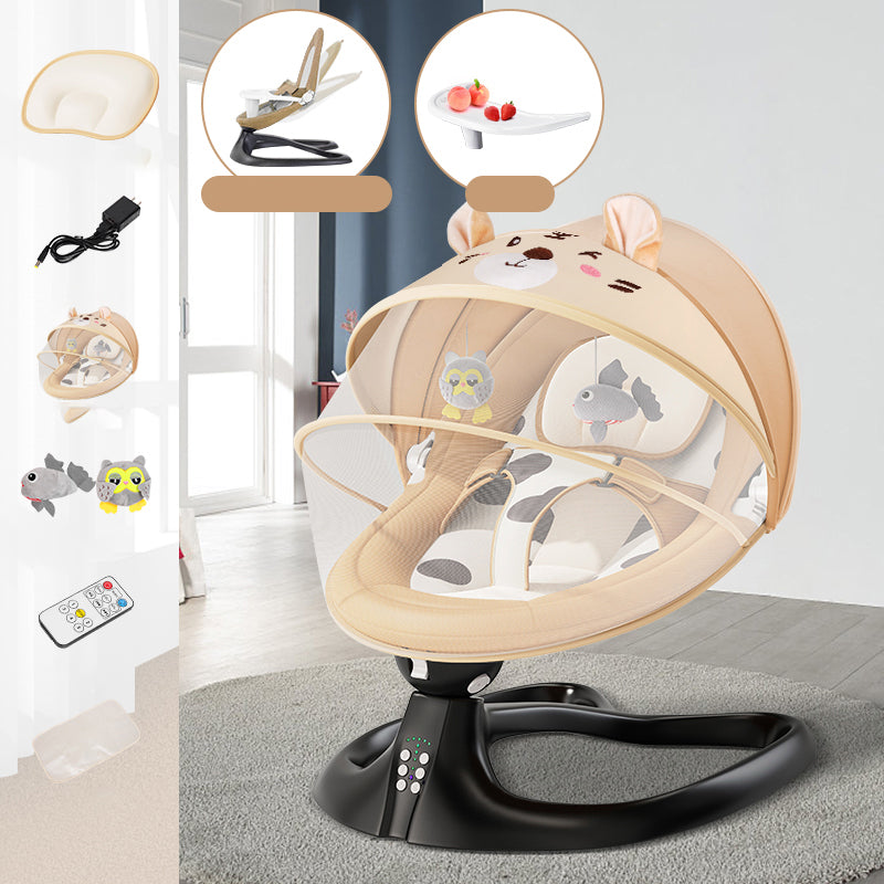 Modern Metal Rocking Bassinet Electric Oval Height Adjustable with Pillow