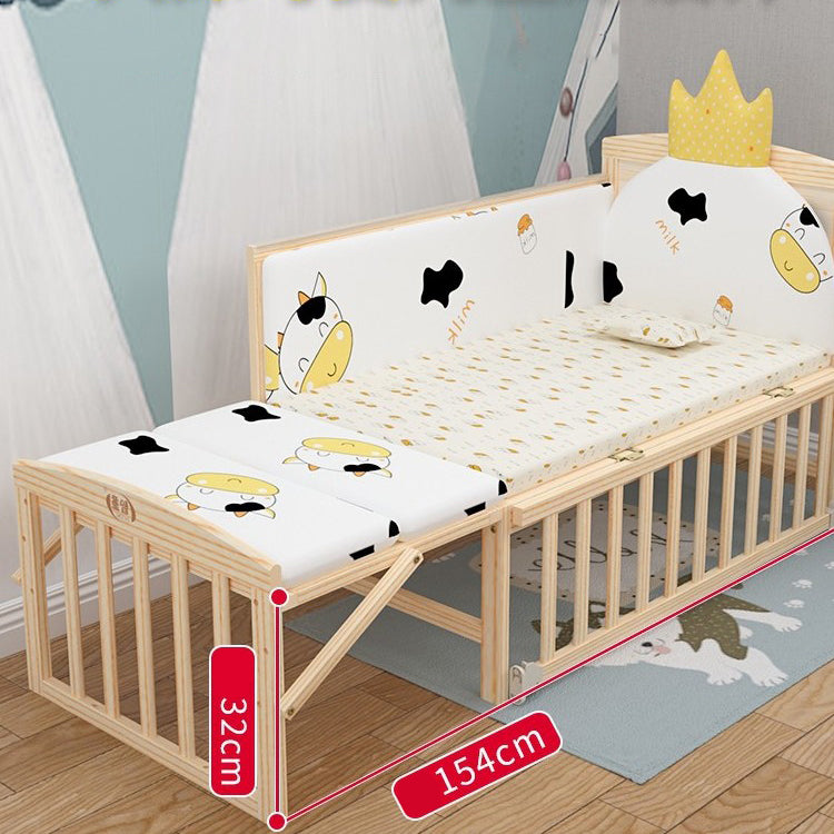 Wood Rocking Baby Crib Cradle Rectangle with 4 Wheels Cradle