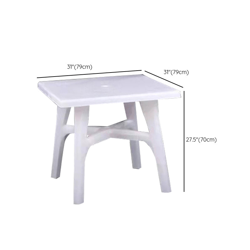 Modern UV Resistant Dining Table Outdoor Plastic Patio Table with Umbrella Hole