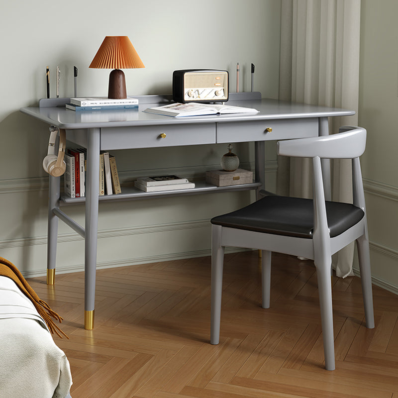 Bedroom Office Desk Glam Style 29.5 Inch High Writing Desk with Drawers