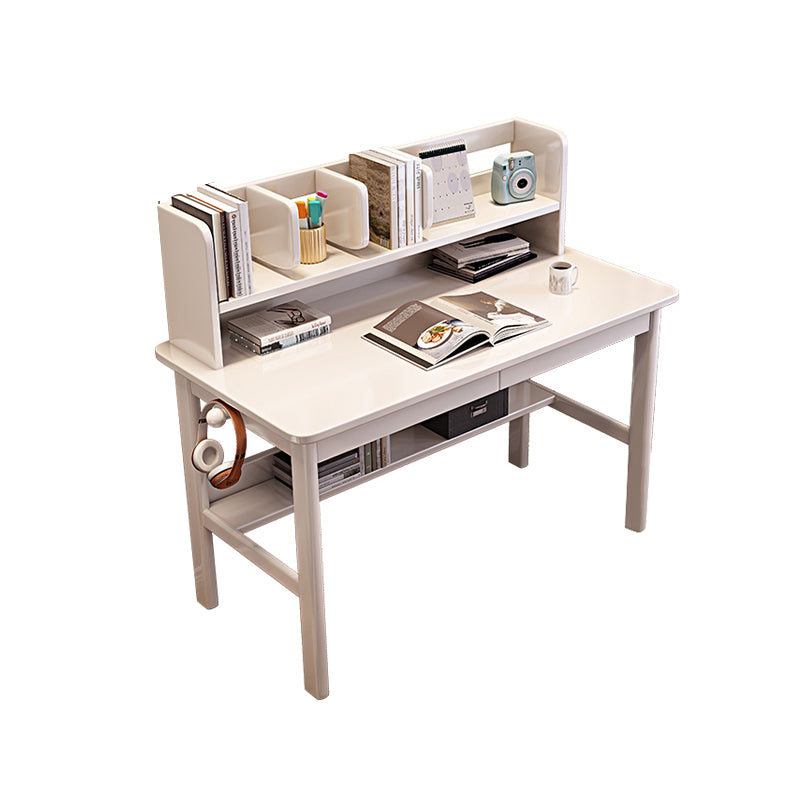 Modern Rubber Wood Home Office Desk 43.3" High Writing Desk with Wood Legs