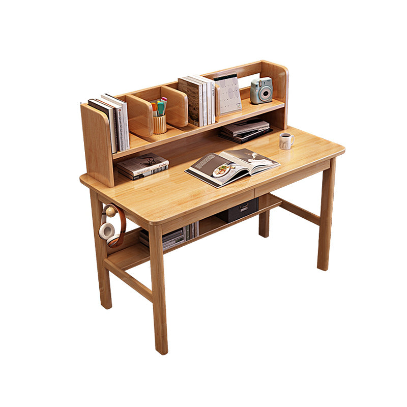 Modern Rubber Wood Home Office Desk 43.3" High Writing Desk with Wood Legs