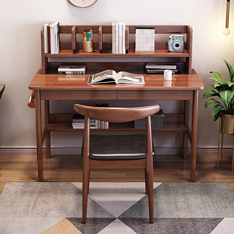 Modern Rubber Wood Home Office Desk 43.3" High Writing Desk with Wood Legs