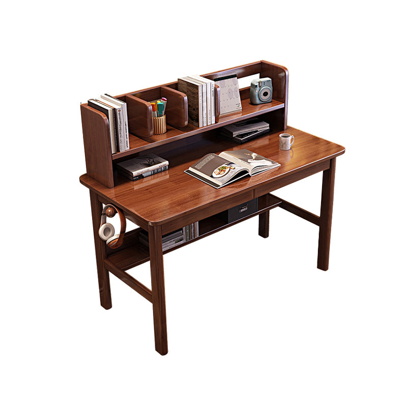 Modern Rubber Wood Home Office Desk 43.3" High Writing Desk with Wood Legs