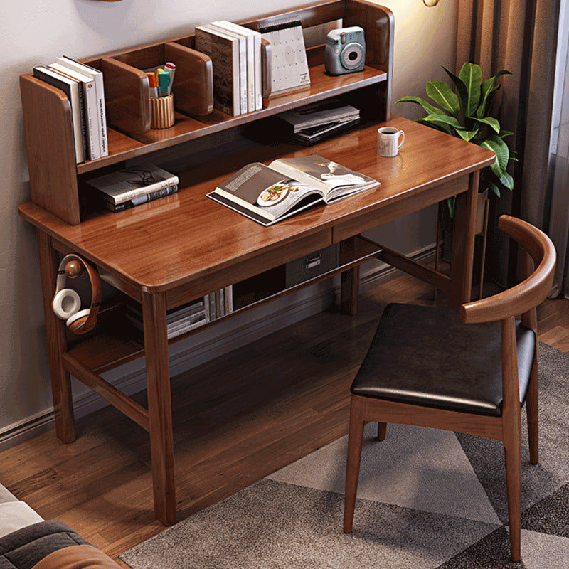 Modern Rubber Wood Home Office Desk 43.3" High Writing Desk with Wood Legs