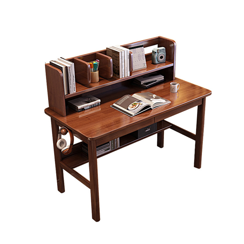 Modern Rubber Wood Home Office Desk 43.3" High Writing Desk with Wood Legs