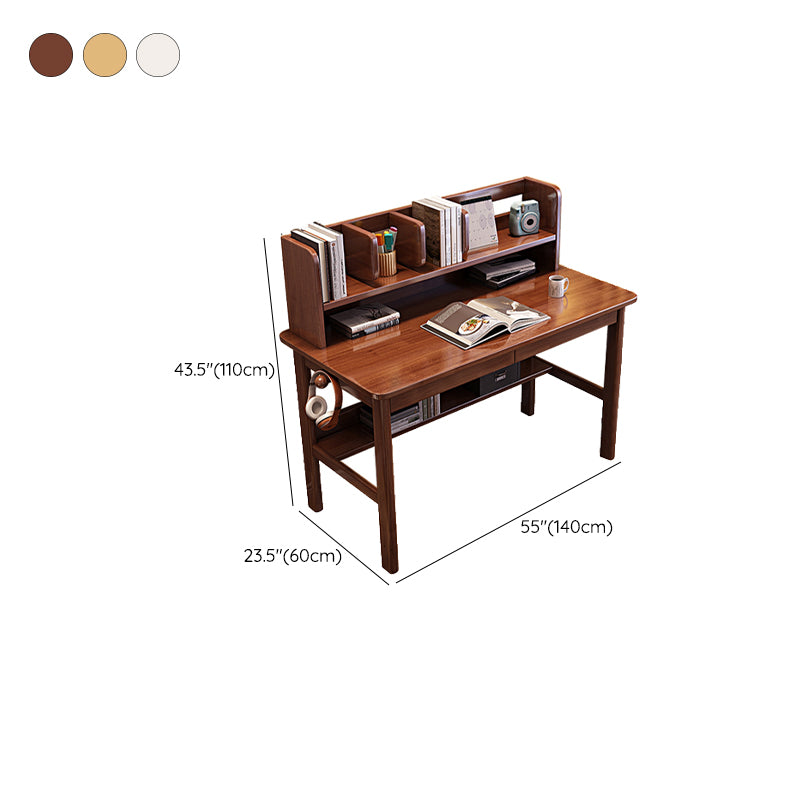 Modern Rubber Wood Home Office Desk 43.3" High Writing Desk with Wood Legs