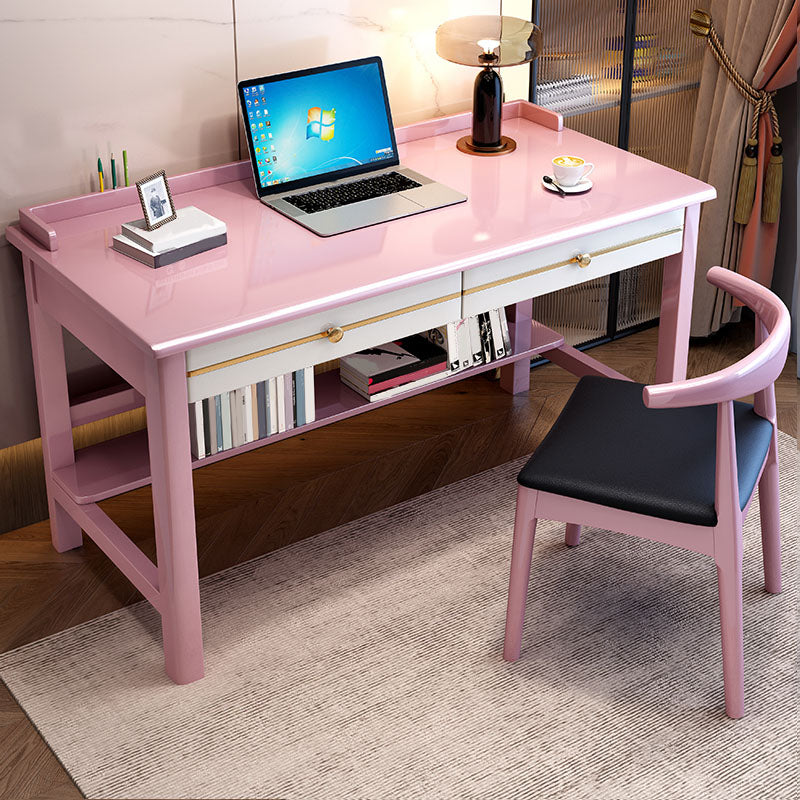 Glam Style Solid Wood Computer Desk 2 Drawers 23.6" Wide Home Office Desk