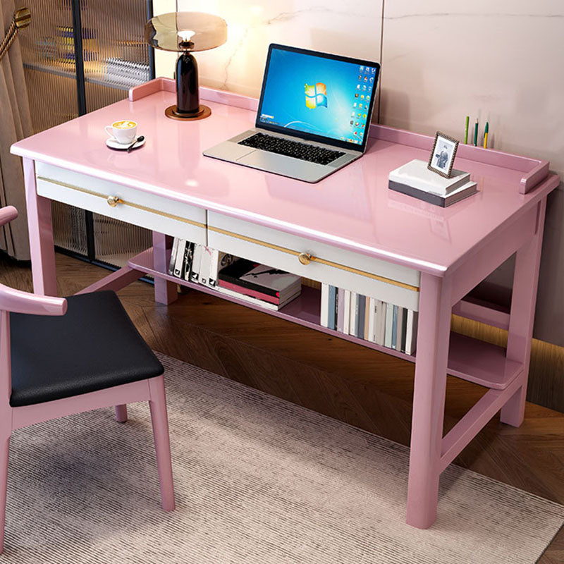 Glam Style Solid Wood Computer Desk 2 Drawers 23.6" Wide Home Office Desk